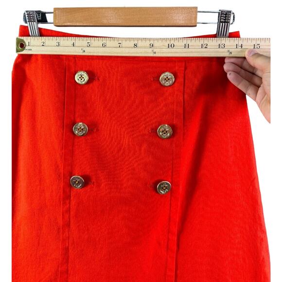 J. Crew Womens Orange Linen Blend Button Front Mini Skirt Size 4 Nautical Casual - Picture 11 of 12